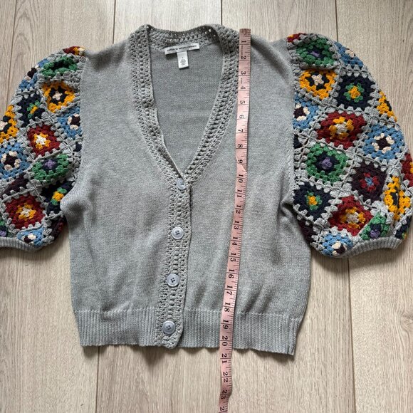 Cotton by Autumn Cashmere Cardigan Sweater Women Small Hand Crochet Italian - Picture 7 of 9